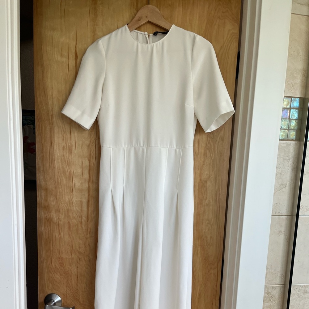 Zara White Long Sleeve Jumpsuit